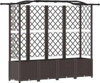 vidaXL Cama Elevada Con Trellis Y Techo Marr&oacute;n 204 X 40 X 138 Cm Pp Vidaxl