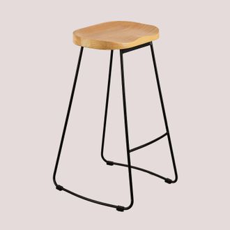 Sklum Pack De 2 Taburetes Altos En Acero Y Madera De Olmo Neicol Sklum