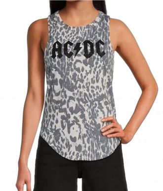 Chaser Acdc Animal Print Tank Top In White Cheetah