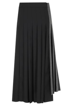 Department Five Gray Marina Dual Design Checkered Pleated Midi Skirt