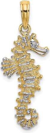 Diamond2Deal 14k Yellow Gold with White Rhodium 3-D Seahorse Charm