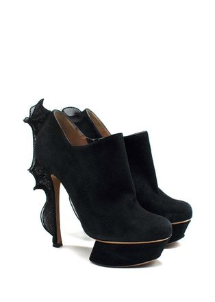 Nicholas Kirkwood black suede platform ankle boot Size 37.5