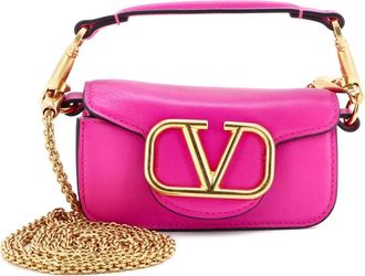 Valentino Garavani VLogo Loco Flap Leather Mini shoulder bag - Roze