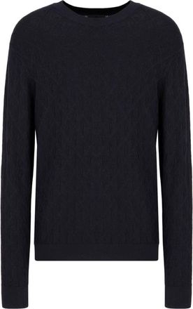 A|X Armani Exchange Jacquard Ronde Hals Trui - Heren - Ronde hals truien - Blauw - XS - Truien & Vesten