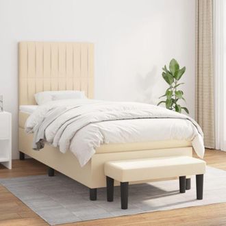 vidaXL Vidaxl - Cama Box Spring Con Colch&oacute;n Tela Color Crema 80x200 Cm