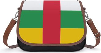 Generic Central African Republic Flag Leather Crossbody Bags for Women Messenger Handbag Purse Shoulder Bag