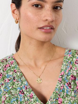 Fat Face FatFace Gold Tone Daisy Coin Necklace