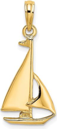Diamond2Deal 14k Yellow Gold 2-D Polished Sailboat Charm Pendant
