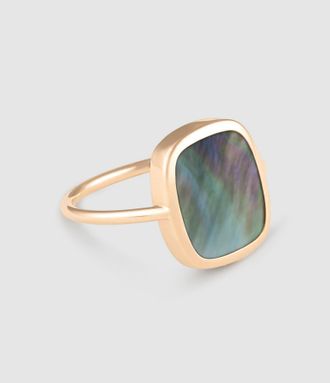 Ginette NY Bague Antique Nacre Noire Or Rose