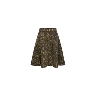 Ganni Midi Skirts, female, Green, Size: S Print Denim Wrap Midi Skirt