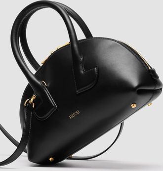 Patou Smooth Calf Leather Bowling Bag - Black