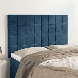 vidaXL Cabeceros 4 Unidades Terciopelo Azul Oscuro 72x5x78/88 Cm Vidaxl
