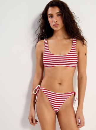 Simons Womens Striped ruffle-textured string cheeky bottom