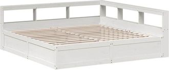 vidaXL Vidaxl - Cama Con Estanter&iacute;a Sin Colch&oacute;n Madera Maciza Blanca 180x200 Cm