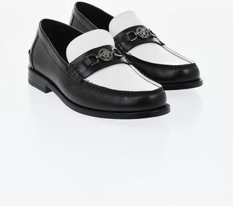 Versace Two-Tone Leather Moccasins with Logo Bit size 43