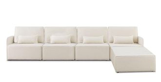 Really Nice Things Sofa 4 plazas Chaiselongue tapizado boucl&eacute; y pino Blanco Nieve