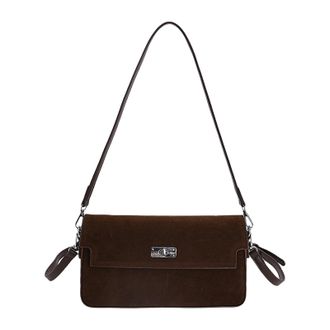 Generic Faux Suede Shoulder Bag Large Underarm Bag Bag for Women Work (Coffee) (Coffee)