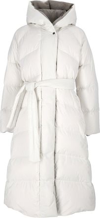 Moorer Wintra-STP White Belted Quilted Padded Hooded Jacket