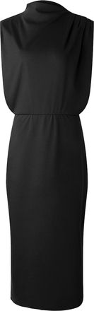 SOEUR Midi Dress with High Neckline and Fitted Waist