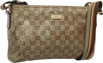 Gucci Pre-owned Canvas gucci-bags - Dames - Vintage Schoudertas - Bruin - ONE Size - Leer - Vintage