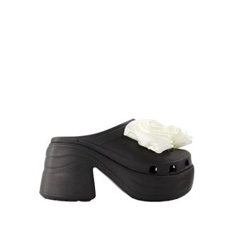 Crocs Zwarte Rosette Sandalen - Synthetisch Materiaal - Dames - Muiltjes - Zwart - 41 EU - Schoenen