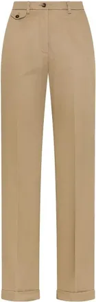 Seventy Broeken, Dames, Beige, 2Xs, Katoen, Lange rechte broek met gesp
