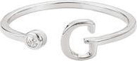 Adornia Cubic Zirconia Initial Adjustable Band Ring in Silver-G at Nordstrom Rack