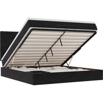 vidaXL Vidaxl - Estructura De Cama Otomana Colchones Terciopelo Negra 160x200cm