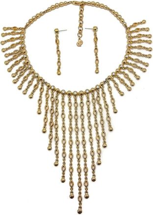 Dior Vintage Christian Dior Crystal Cascade Necklace & Drop Earrings 1980s - Gold