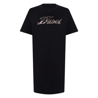 Diesel Short Dresses, female, Black, Size: XS Egor Logo T-shirt Dress
