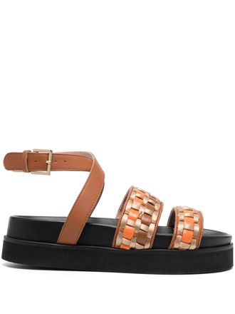 Alberta Ferretti Fussbett interwoven leather sandals - women - Calf Leather/Sheepskin/Rubber - 40 - Brown