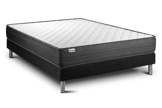 VITALIT Somier negro + colch&oacute;n con espuma viscoel&aacute;stica 135 x 190