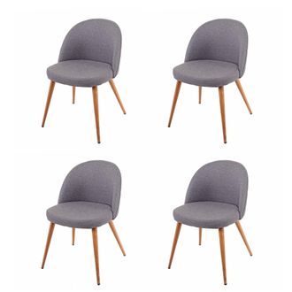 Hhg Hhg - Juego De 4 Sillas De Comedor 631, Silla De Cocina, Dise&ntilde;o Retro A&ntilde;os 50, Tela/textil, Gris Oscuro