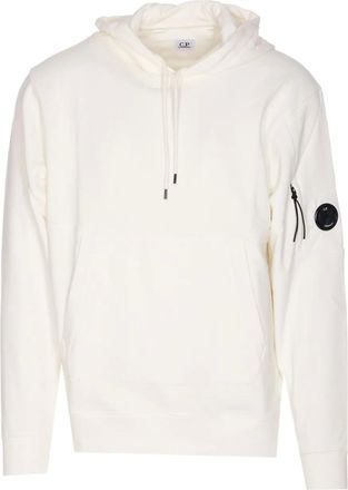 C.P. Company Felpa in cotone con cappuccio e logo - Bianco