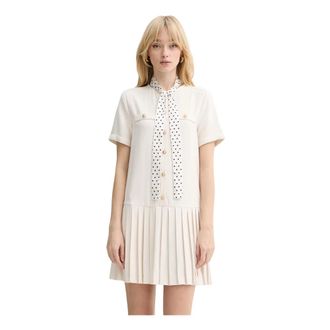 Silvian Heach Hesper Shirtjurk - Dames - Korte kleedjes - Beige - M - Polyester - Kleedjes