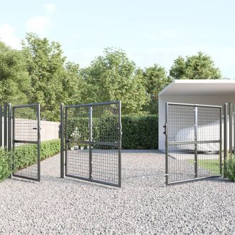 Berkfield Home Mesh Garden Gate Anthracite 400x175 cm Galvanised Steel in Dark Grey