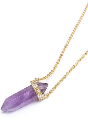 Nialaya Engraved Evil Eye Quartz Crystal Necklace in Amethyst at Nordstrom