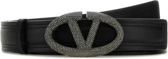 Valentino Garavani VLogo The Bold Edition Riem - Dames - Riemen - Zwart - 80 CM - Leer - Accessoires