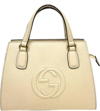 Gucci Soho Convertible Top Handle Satchel Leather Beige Leather Handbag (Pre-Owned)