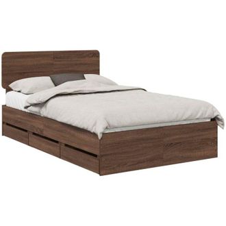 vidaXL Estructura De Cama Roble Marr&oacute;n 120 X 200 Cm Madera Ingenieril Vidaxl