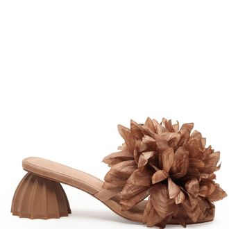 Cecelia New York Womens Dahlia Botanical Applique Sandal In Taupe