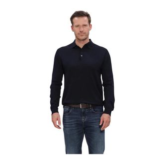 Stefano Lauran Polo Button Merino - Heren - Polos - Blauw - L - Wol - Tops