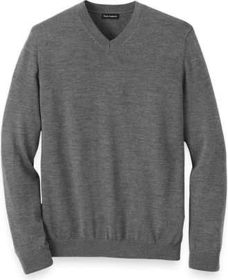 Paul Fredrick Washable Merino Wool V-neck Sweater
