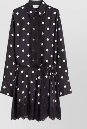 Sportmax polka dot silk twill lace shirt dress