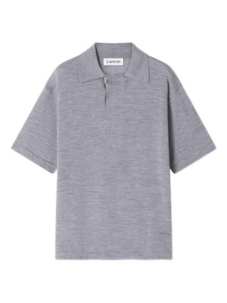 Lanvin Grey Short Sleeve Polo Shirt with Button Detail
