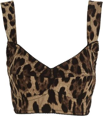 Dolce & Gabbana Brown Leopard Bustier Top