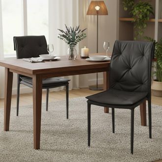 Dmora Dmora Juego De 2 Sillas Modernas En Cuero Ecol&oacute;gico, Para Comedor, Cocina O Sala De Estar, Cm 44x44h91, Asiento H Cm 53, Color Gris