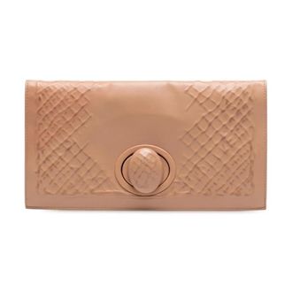 Bottega Veneta Pre-owned Wallets, female, Brown, Size: ONE SIZE Pre-owned Leather Flap Clutch