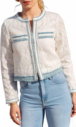 Choklate Paris Denim Patch Tweed Jacket In White