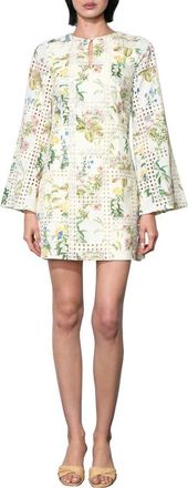 Adelyn Rae Marshall Embroidered Long Sleeve Cotton Minidress in Ivory at Nordstrom, Size X-Large